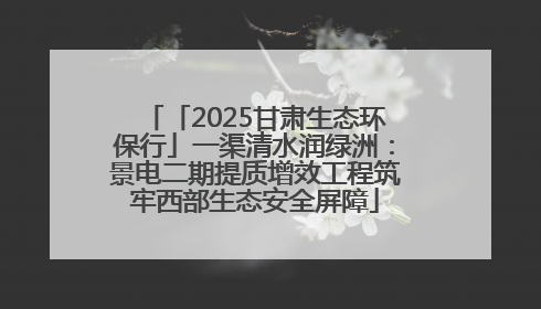 「2025甘肃生态环保行」一渠清水润绿洲：景电二期提质增效工程筑牢西部生态安全屏障