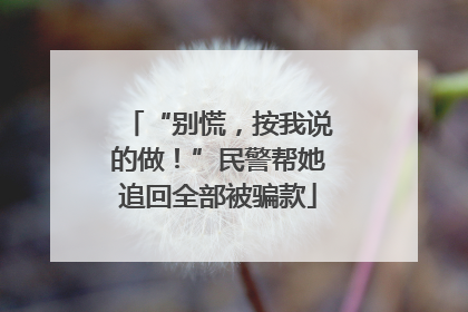 “别慌，按我说的做！”民警帮她追回全部被骗款