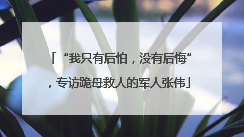 “我只有后怕，没有后悔”，专访跪母救人的军人张伟