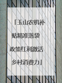 玉山农机补贴精准落袋 政策红利激活乡村消费力