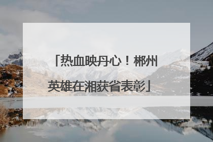 热血映丹心！郴州英雄在湘获省表彰