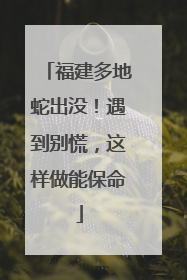福建多地蛇出没！遇到别慌，这样做能保命
