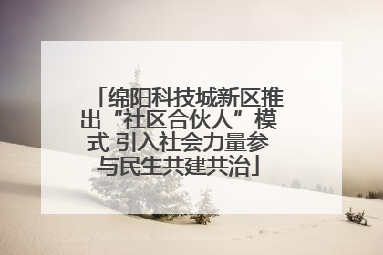 绵阳科技城新区推出“社区合伙人”模式 引入社会力量参与民生共建共治
