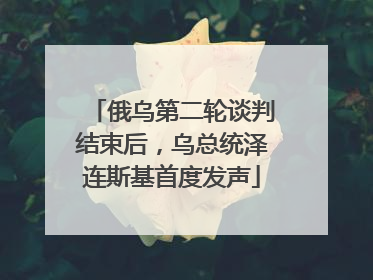 俄乌第二轮谈判结束后，乌总统泽连斯基首度发声