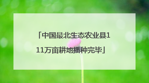 中国最北生态农业县111万亩耕地播种完毕