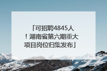 可招聘4845人！湖南省第六期重大项目岗位归集发布