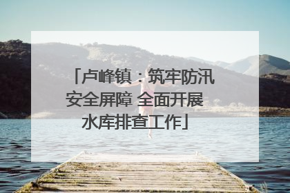 卢峰镇：筑牢防汛安全屏障 全面开展水库排查工作