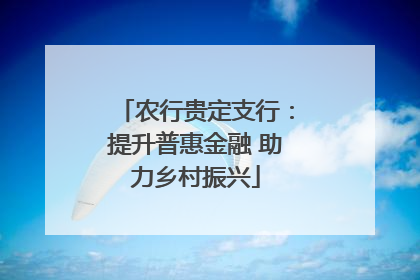 农行贵定支行：提升普惠金融 助力乡村振兴