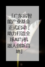 广东省智能产业基金正式启动，助力打造全球AI与机器人创新高地