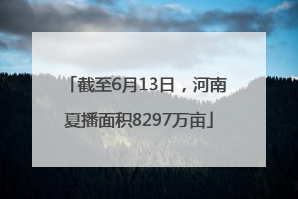 截至6月13日，河南夏播面积8297万亩