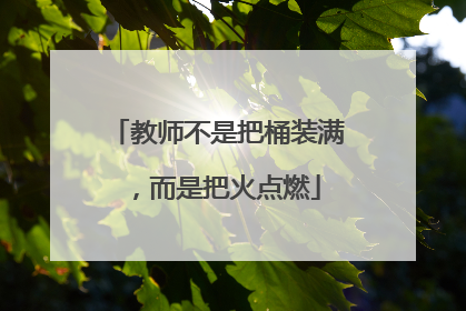 教师不是把桶装满，而是把火点燃