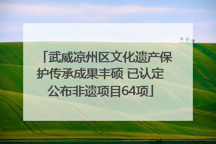 武威凉州区文化遗产保护传承成果丰硕 已认定公布非遗项目64项