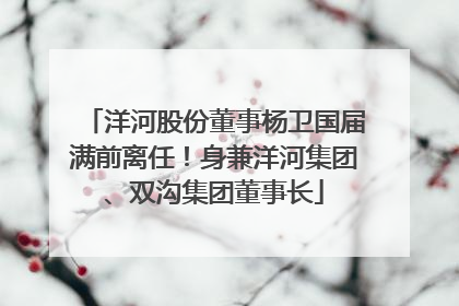 洋河股份董事杨卫国届满前离任！身兼洋河集团、双沟集团董事长