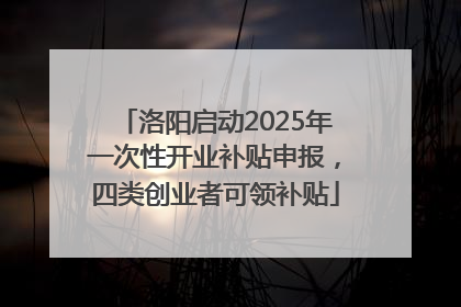 洛阳启动2025年一次性开业补贴申报，四类创业者可领补贴