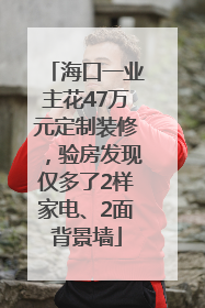 海口一业主花47万元定制装修，验房发现仅多了2样家电、2面背景墙
