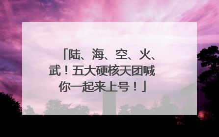 陆、海、空、火、武！五大硬核天团喊你一起来上号！
