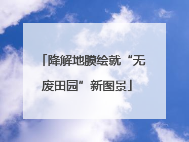 降解地膜绘就“无废田园”新图景