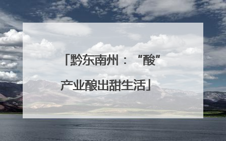 黔东南州：“酸”产业酿出甜生活