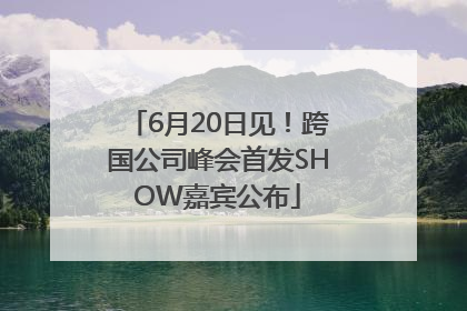6月20日见！跨国公司峰会首发SHOW嘉宾公布